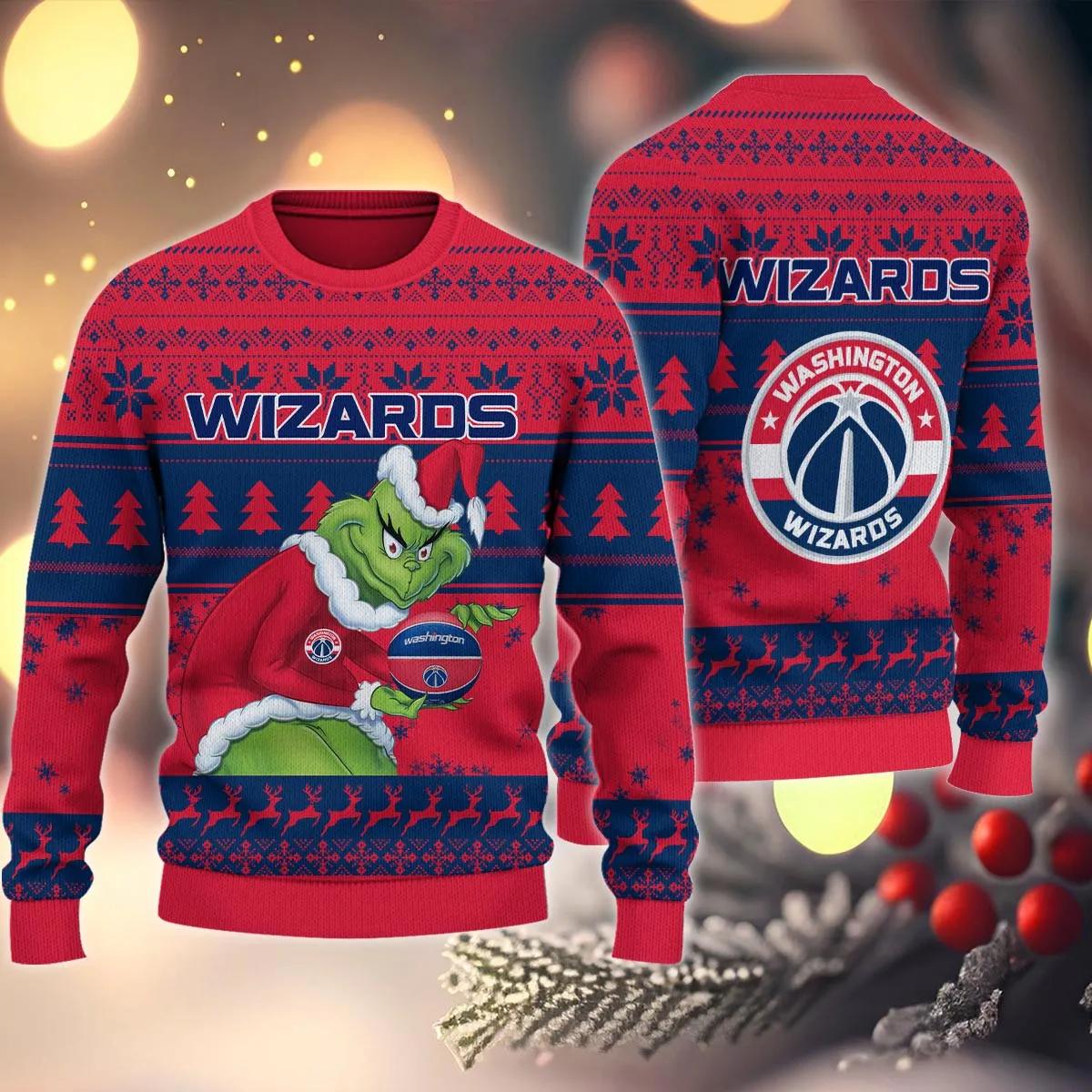 Washington Wizards Grinch Stolen Ugly Christmas Sweater, NBA Chritsmas Sweater Moonbestprint