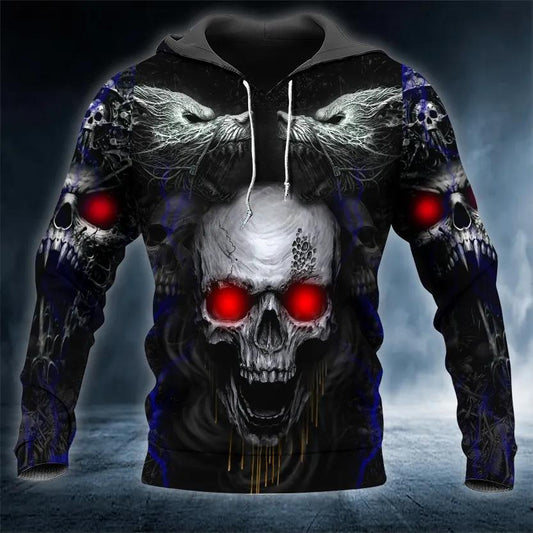 Werewolves Glowing Eyes Skull 3D Hoodie Moonbestprint