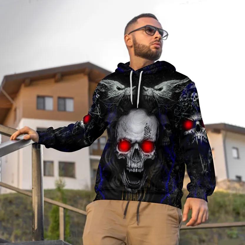 Werewolves Glowing Eyes Skull 3D Hoodie Moonbestprint