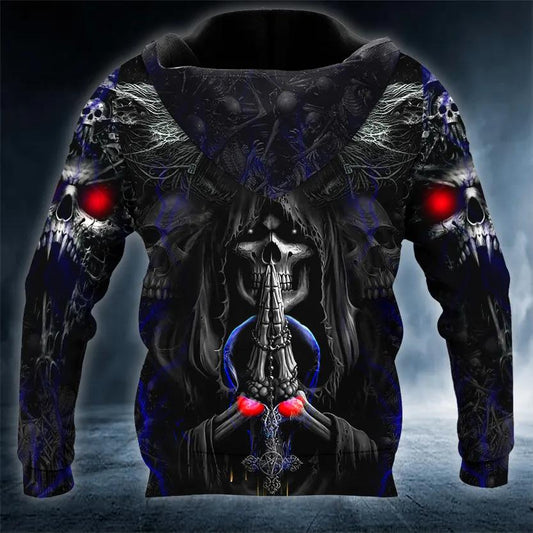 Werewolves Pray Death Skull 3D Hoodie Moonbestprint