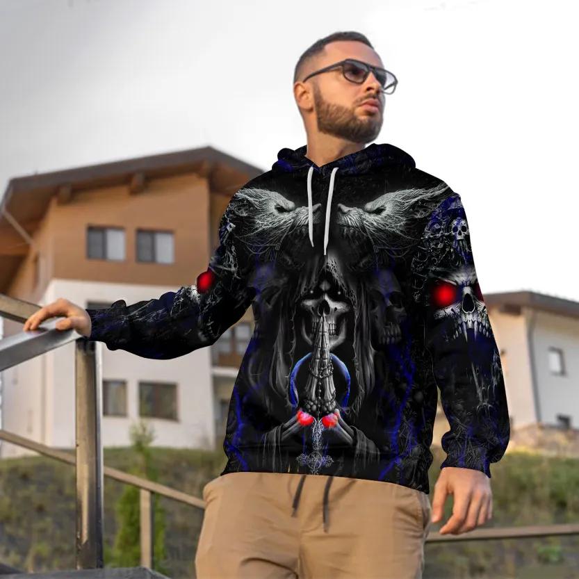 Werewolves Pray Death Skull 3D Hoodie Moonbestprint
