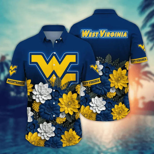 West Virginia Mountaineers NCAA Flower Aloha Hawaiian Shirt 12, NCAA Hawaiian Shirt Moonbestprint
