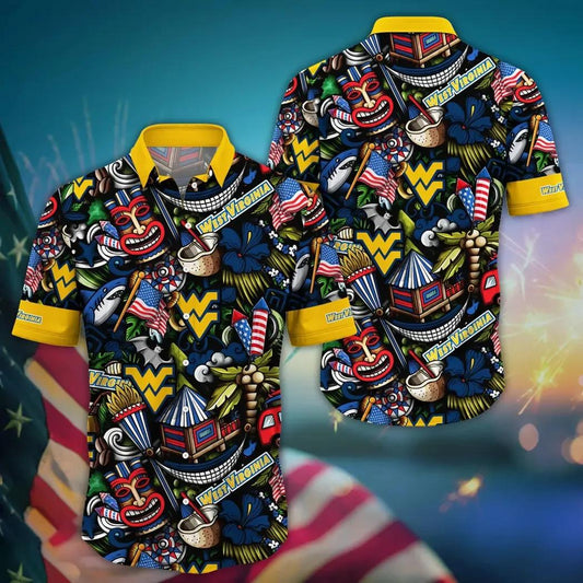 West Virginia Mountaineers NCAA Flower Aloha Hawaiian Shirt 13, NCAA Hawaiian Shirt Moonbestprint