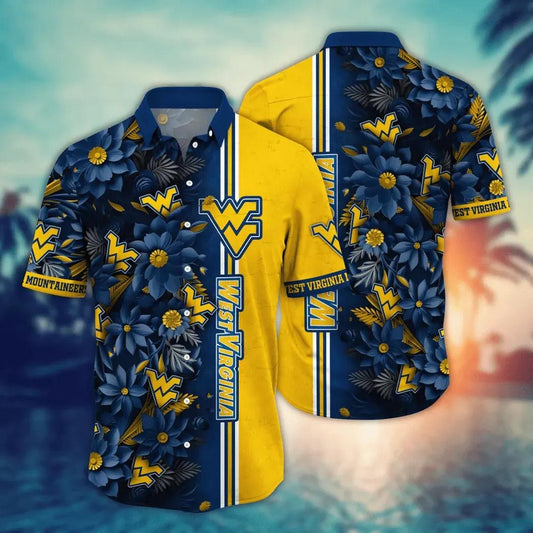 West Virginia Mountaineers NCAA Flower Aloha Hawaiian Shirt 2, NCAA Hawaiian Shirt Moonbestprint