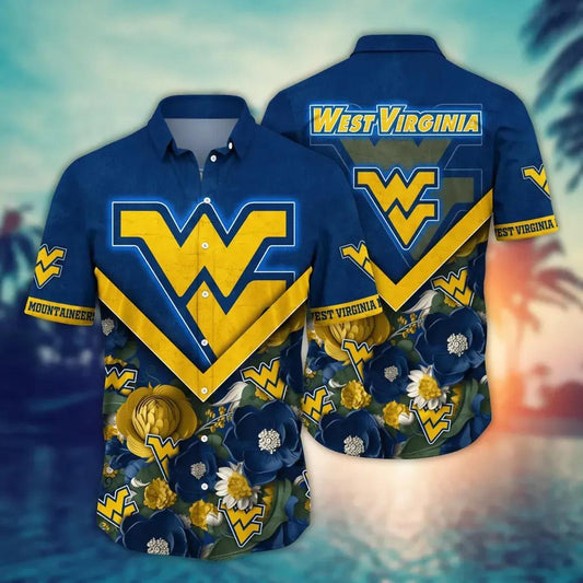 West Virginia Mountaineers NCAA Flower Aloha Hawaiian Shirt 3, NCAA Hawaiian Shirt Moonbestprint