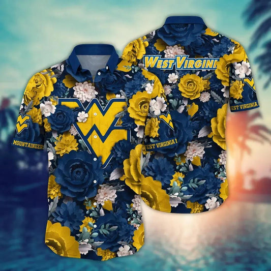 West Virginia Mountaineers NCAA Flower Aloha Hawaiian Shirt 4, NCAA Hawaiian Shirt Moonbestprint