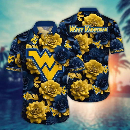 West Virginia Mountaineers NCAA Flower Aloha Hawaiian Shirt 6, NCAA Hawaiian Shirt Moonbestprint