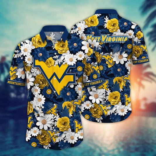 West Virginia Mountaineers NCAA Flower Aloha Hawaiian Shirt 8, NCAA Hawaiian Shirt Moonbestprint