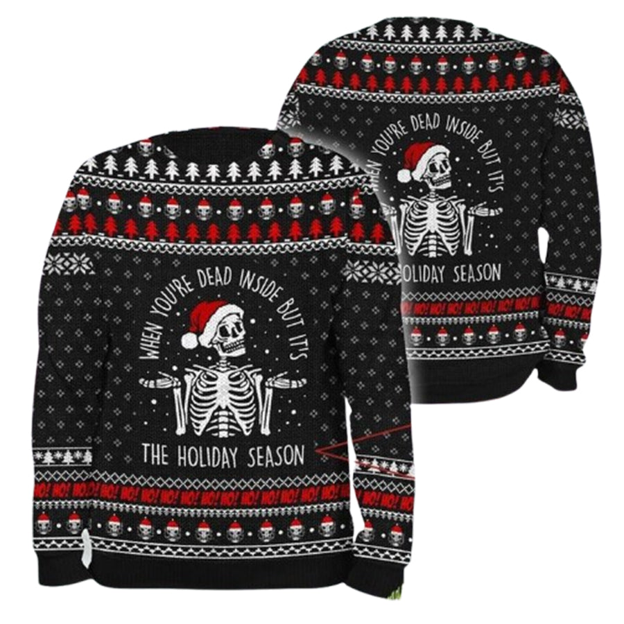 When You Are Dead Inside But It Is Holiday Season Skull Ugly Christmas Sweater – Moonbestprint