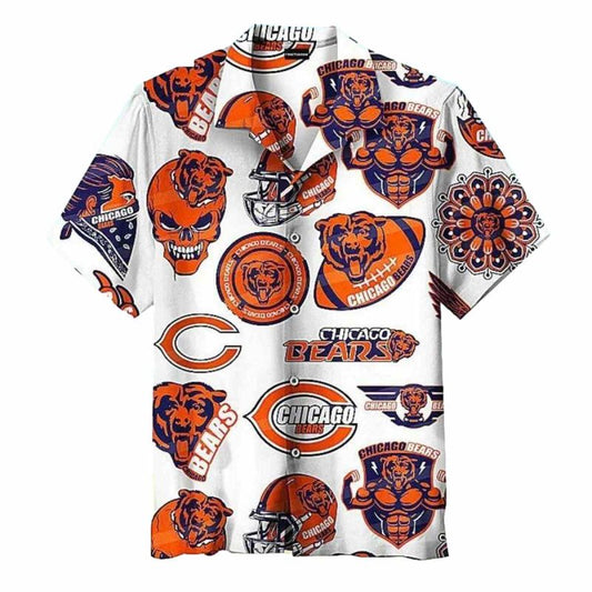 White Bold Chicago Bears Logo Collage Shirt - Moonbestprint