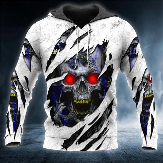 White Ghost Inside Skull 3D Hoodie Moonbestprint