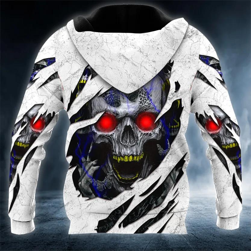 White Ghost Inside Skull 3D Hoodie Moonbestprint