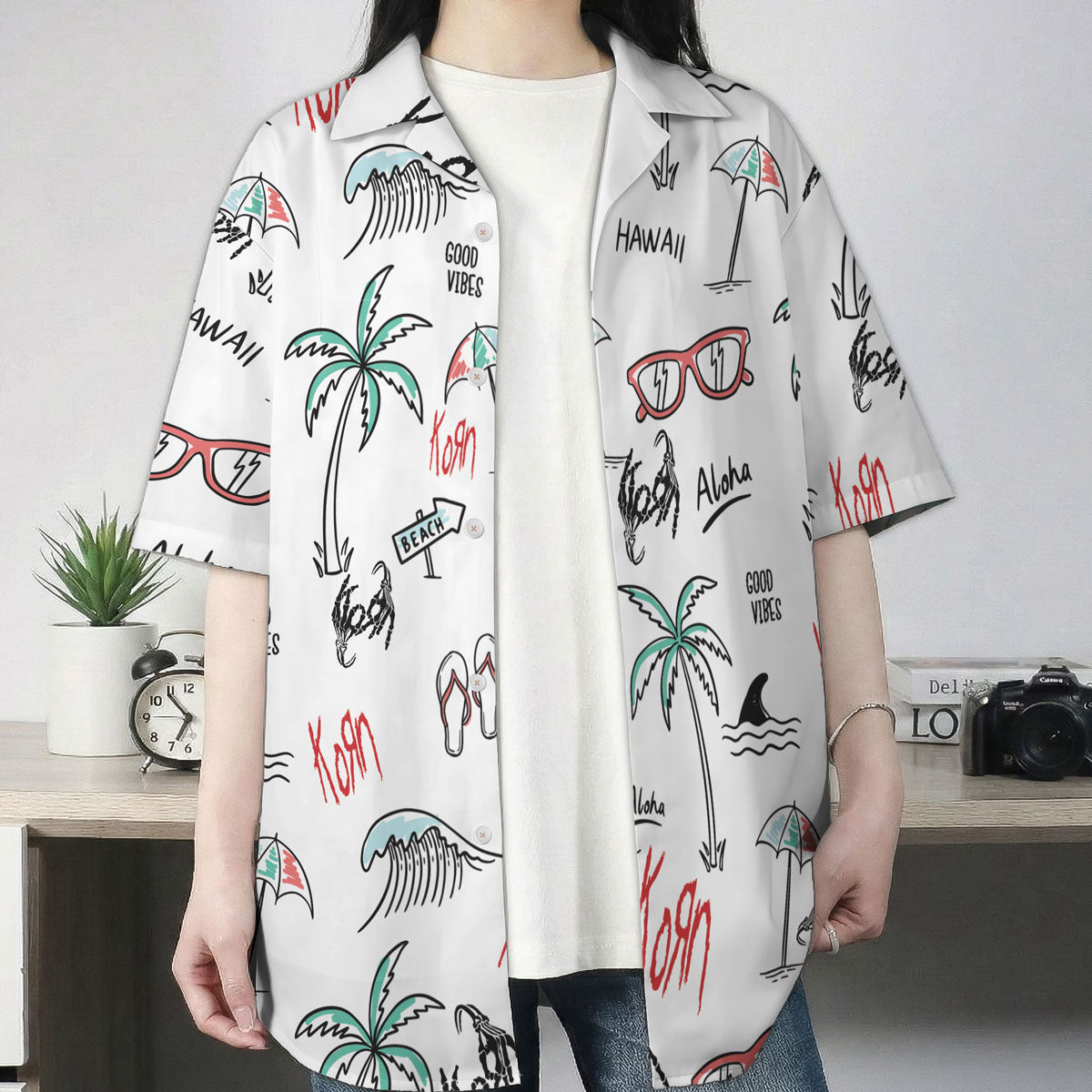 White Hand Drawn Aloha Hawaii Vibes Hawaiian Shirt – Moonbestprint