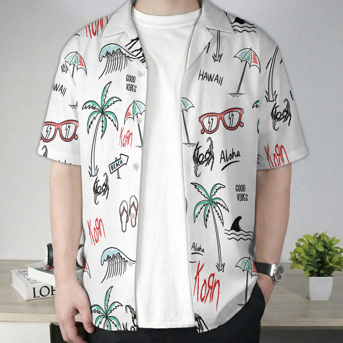 White Hand Drawn Aloha Hawaii Vibes Hawaiian Shirt – Moonbestprint