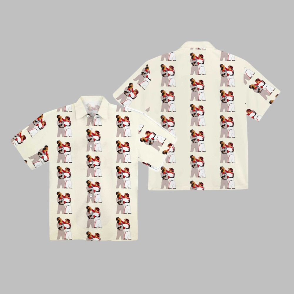 White Jason Varitek Alex Rodriguez Brawl Hawaiian Shirt - Moonbestprint