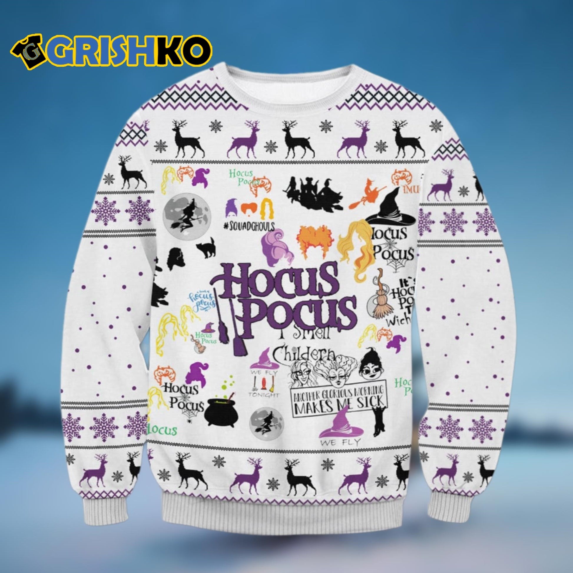 White Make Me Sick Hocus Pocus Ugly Christmas Sweater - Moonbestprint