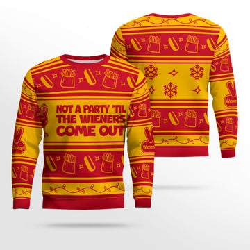 Wienerschnitzel Not A Party 'Til The Wieners Come Out Ugly Christmas Sweater – Moonbestprint