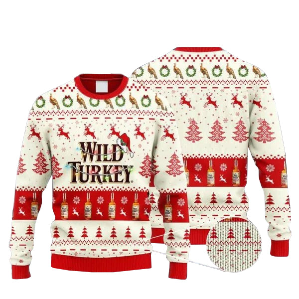 Wild Turkey Whiskey Reindeer Snowy Night Ugly Sweater – Moonbestprint