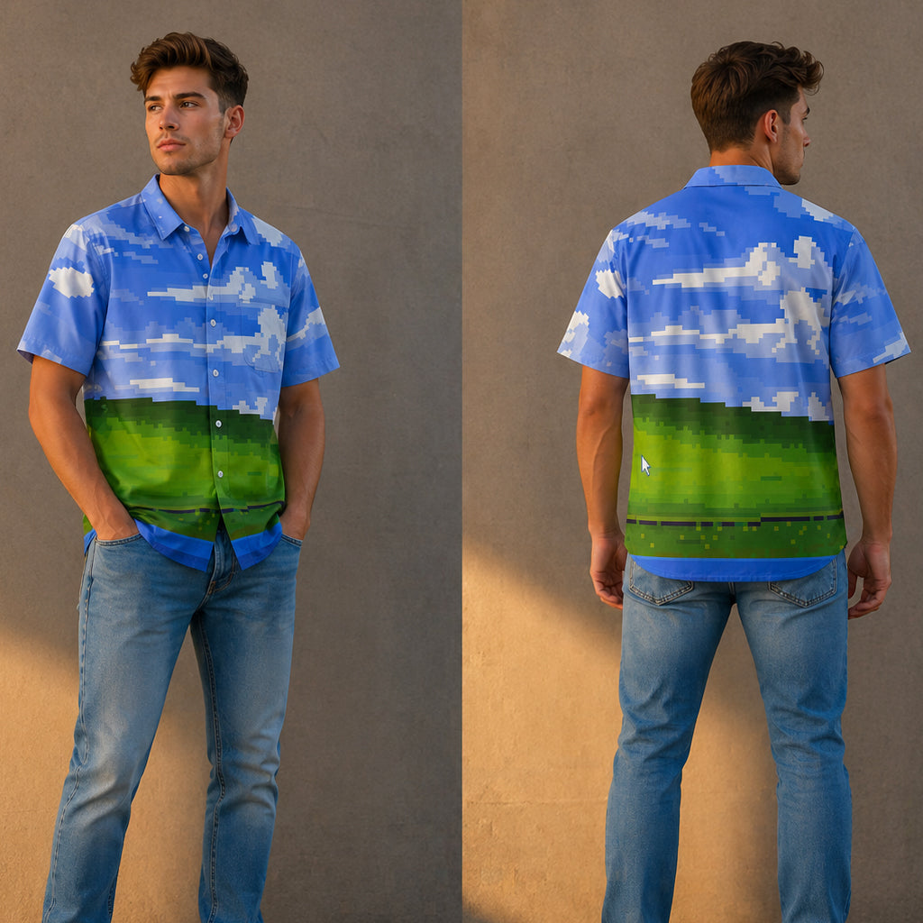 Win XP Wallpaper Pixel Hawaiian Shirt – Moonbestprint