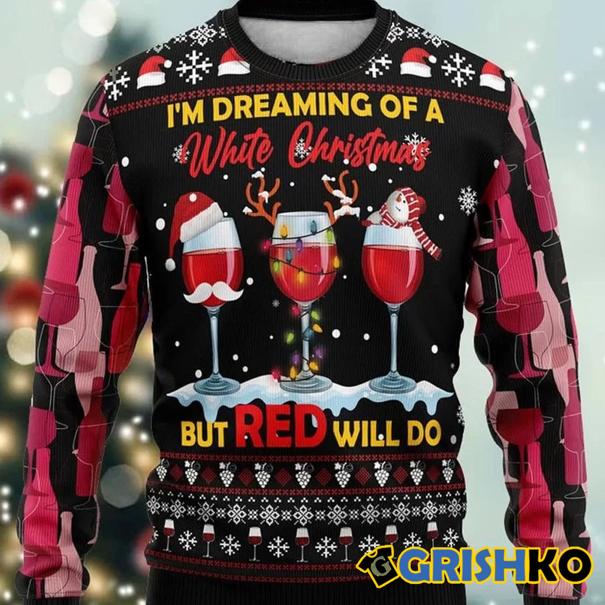 Wine Red Christmas Ugly Christmas Sweater - Moonbestprint