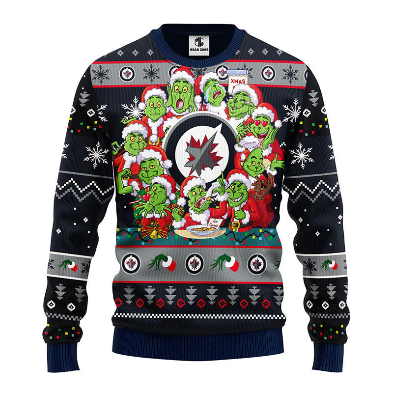 Winnipeg Jets 12 Grinch Xmas Day Ugly Christmas Sweater Moonbestprint