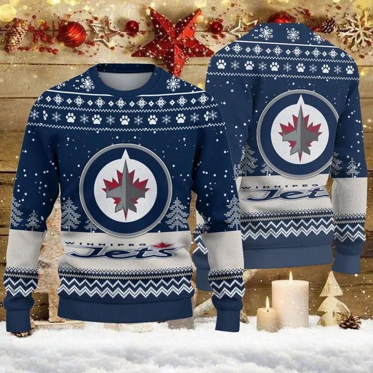 Winnipeg Jets Big Logo Ugly Christmas Sweater, NHL Christmas Sweater Moonbestprint