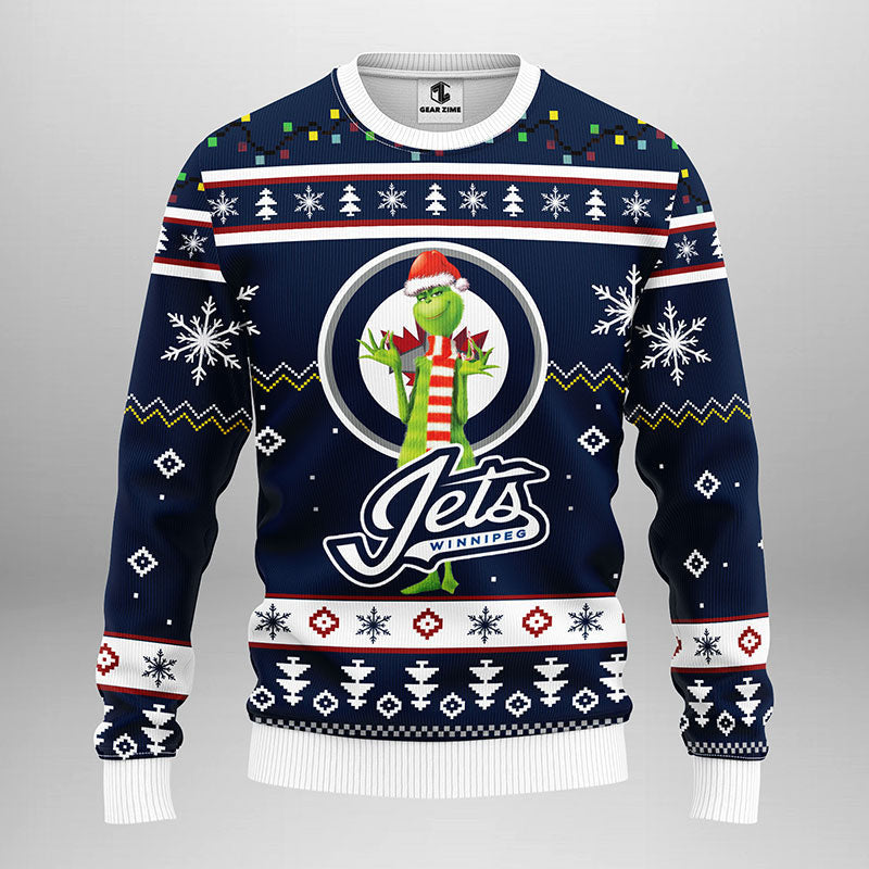 Winnipeg Jets Funny Grinch Ugly Christmas Sweater Moonbestprint