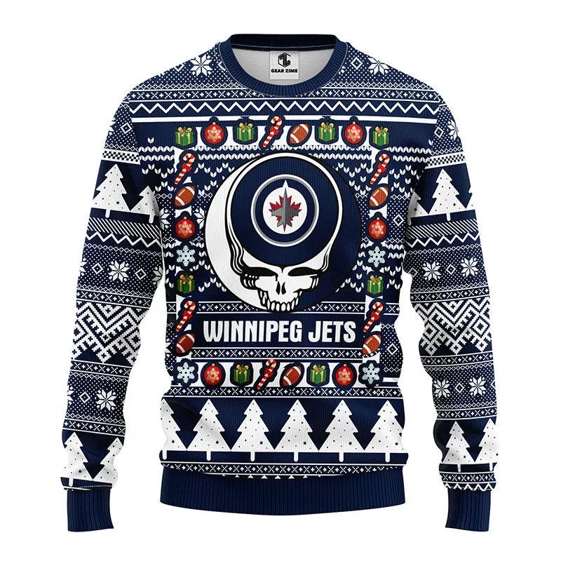 Winnipeg Jets Grateful Dead Ugly Christmas Sweater, NHL Christmas Sweater Moonbestprint