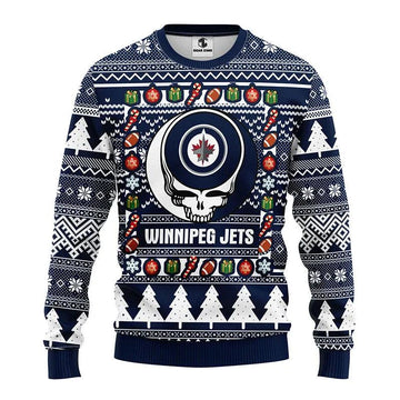 Winnipeg Jets Grateful Dead Ugly Christmas Sweater, NHL Christmas Sweater Moonbestprint