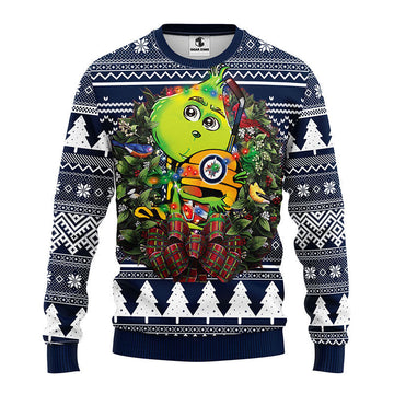 Winnipeg Jets Grinch Hug Ugly Christmas Sweater Moonbestprint