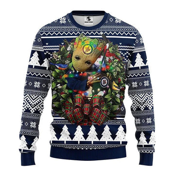 Winnipeg Jets Groot Hug Ugly Christmas Sweater, NHL Christmas Sweater Moonbestprint