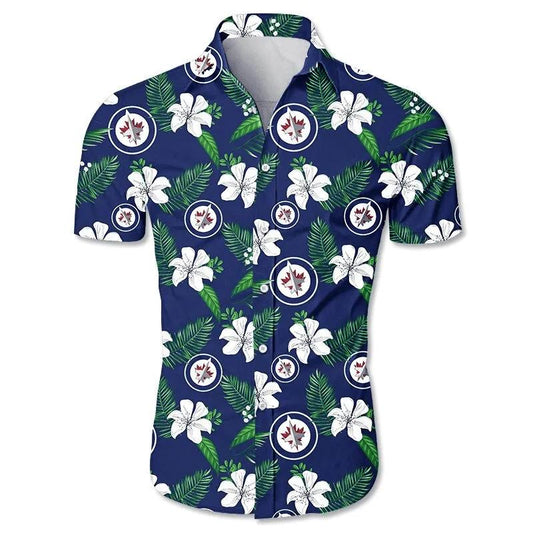 Winnipeg Jets Hawaiian Shirt Tropical Flower Summer, NHL Hawaiian Shirt Moonbestprint