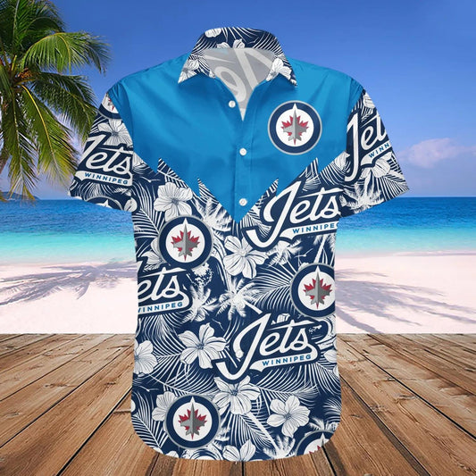 Winnipeg Jets Hawaiian Shirt Tropical Seamless- NHL, NHL Hawaiian Shirt Moonbestprint