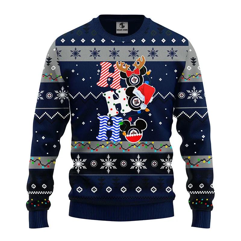 Winnipeg Jets Hohoho Ugly Christmas Sweater, NHL Christmas Sweater Moonbestprint