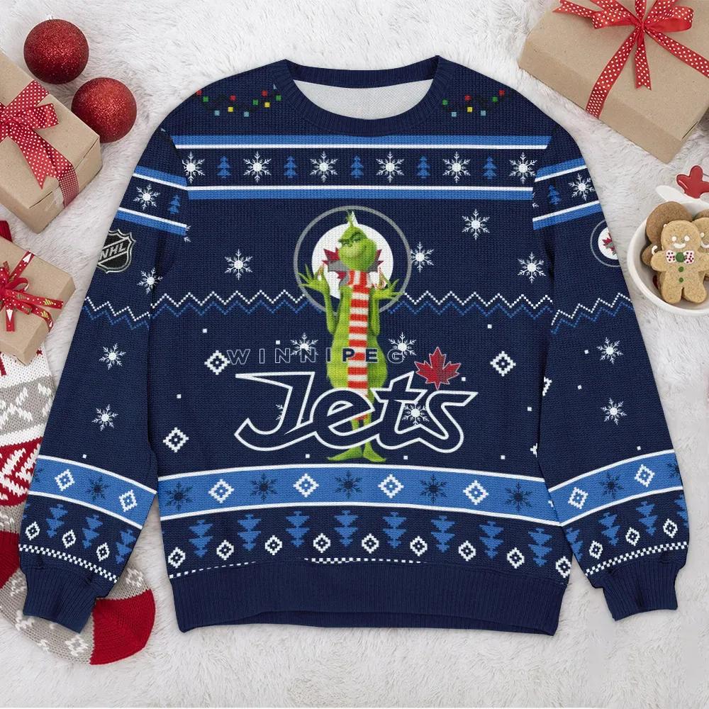 Winnipeg Jets NHL Grinch Ugly Christmas Sweater, NHL Christmas Sweater Moonbestprint