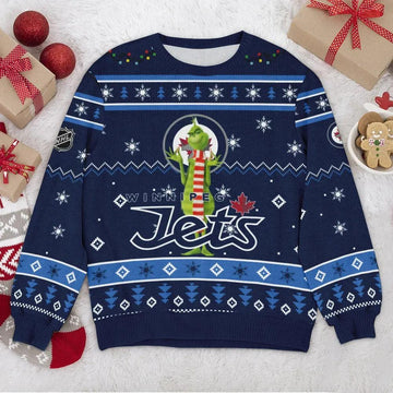 Winnipeg Jets NHL Grinch Ugly Christmas Sweater, NHL Christmas Sweater Moonbestprint