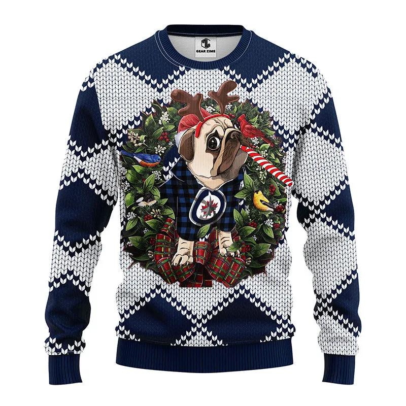Winnipeg Jets Pub Dog Ugly Christmas Sweater, NHL Christmas Sweater Moonbestprint