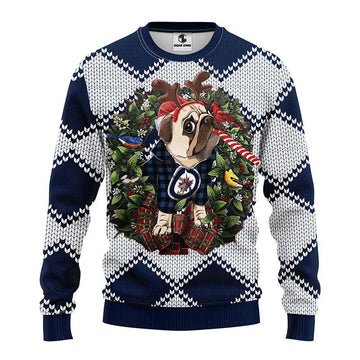 Winnipeg Jets Pub Dog Ugly Christmas Sweater, NHL Christmas Sweater Moonbestprint