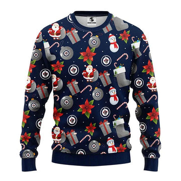 Winnipeg Jets Santa Claus Snowman Ugly Christmas Sweater, NHL Christmas Sweater Moonbestprint