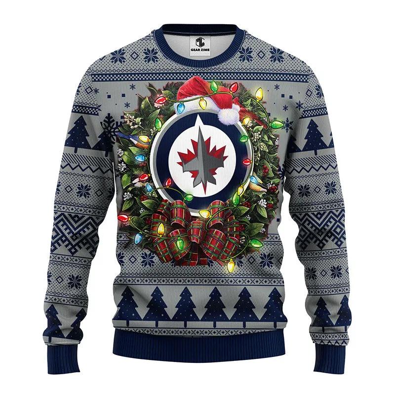 Winnipeg Jets Santa Hat Ugly Christmas Sweater, NHL Christmas Sweater Moonbestprint