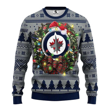Winnipeg Jets Santa Hat Ugly Christmas Sweater, NHL Christmas Sweater Moonbestprint