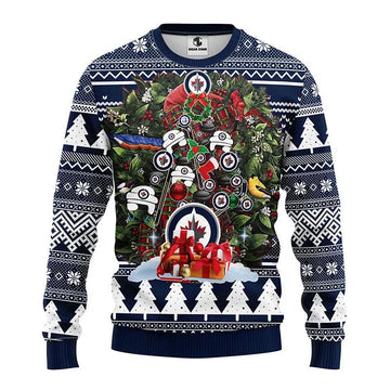 Winnipeg Jets Tree Christmas Ugly Sweater, NHL Christmas Sweater Moonbestprint