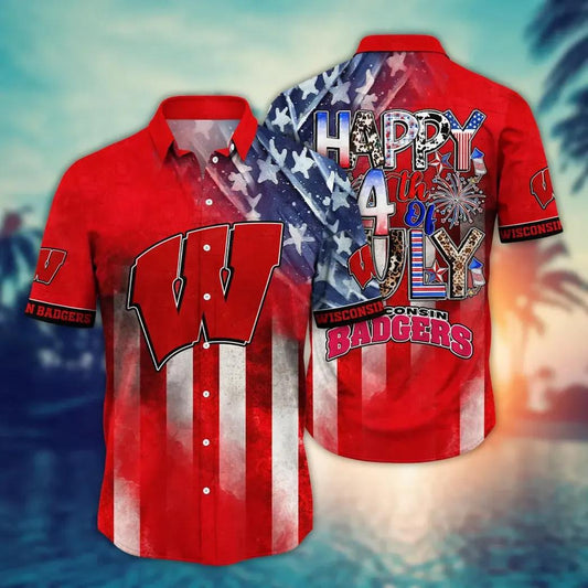 Wisconsin Badgers NCAA Aloha Hawaiian Shirt 2, NCAA Hawaiian Shirt Moonbestprint