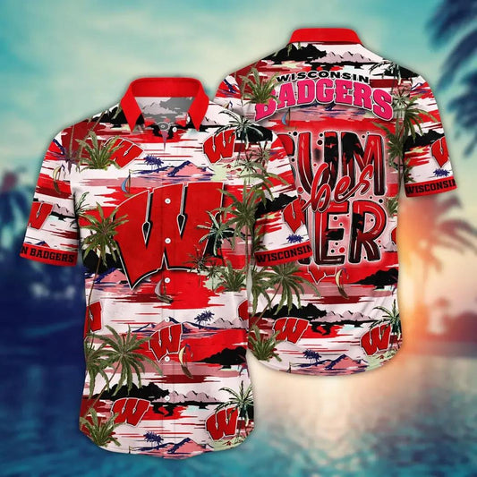 Wisconsin Badgers NCAA Flower Aloha Hawaiian Shirt 9, NCAA Hawaiian Shirt Moonbestprint