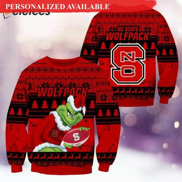 Wolfpack Grinch Ugly Christmas Sweater, NCAA Christmas Sweater Moonbestprint