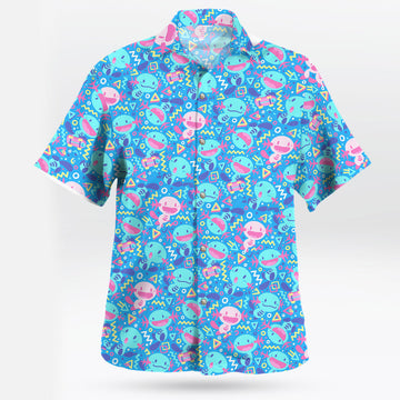 Wooper Pattern Hawaiian Shirt Blue Tropical Vibes for Pokemon Fans – Moonbestprint