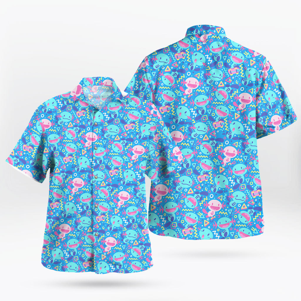 Wooper Pattern Hawaiian Shirt Blue Tropical Vibes for Pokemon Fans – Moonbestprint