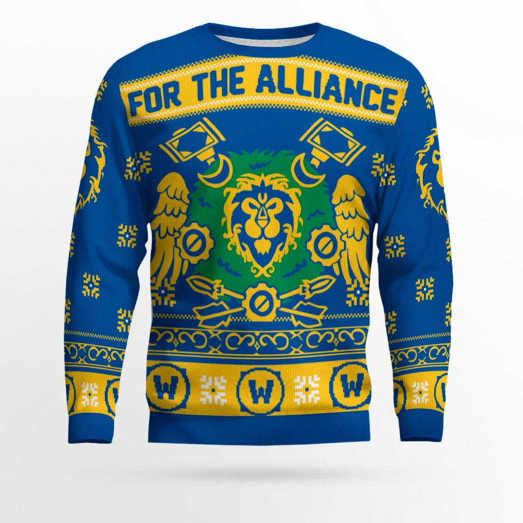 World of Warcraft For The Alliance Wreath Holiday Ugly Sweater 2025 – Moonbestprint