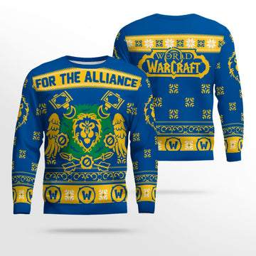 World of Warcraft For The Alliance Wreath Holiday Ugly Sweater 2025 – Moonbestprint