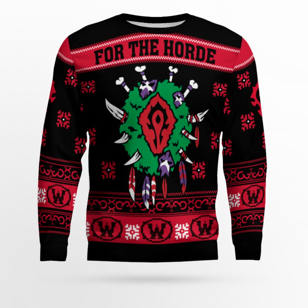 World of Warcraft For The Horde Wreath Holiday Ugly Sweater 2025 – Moonbestprint